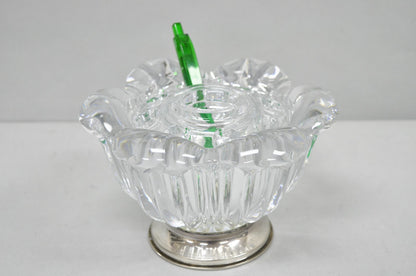 Vintage French Mid Century Modern Crystal Glass Flower Frog Flower Holder Vase