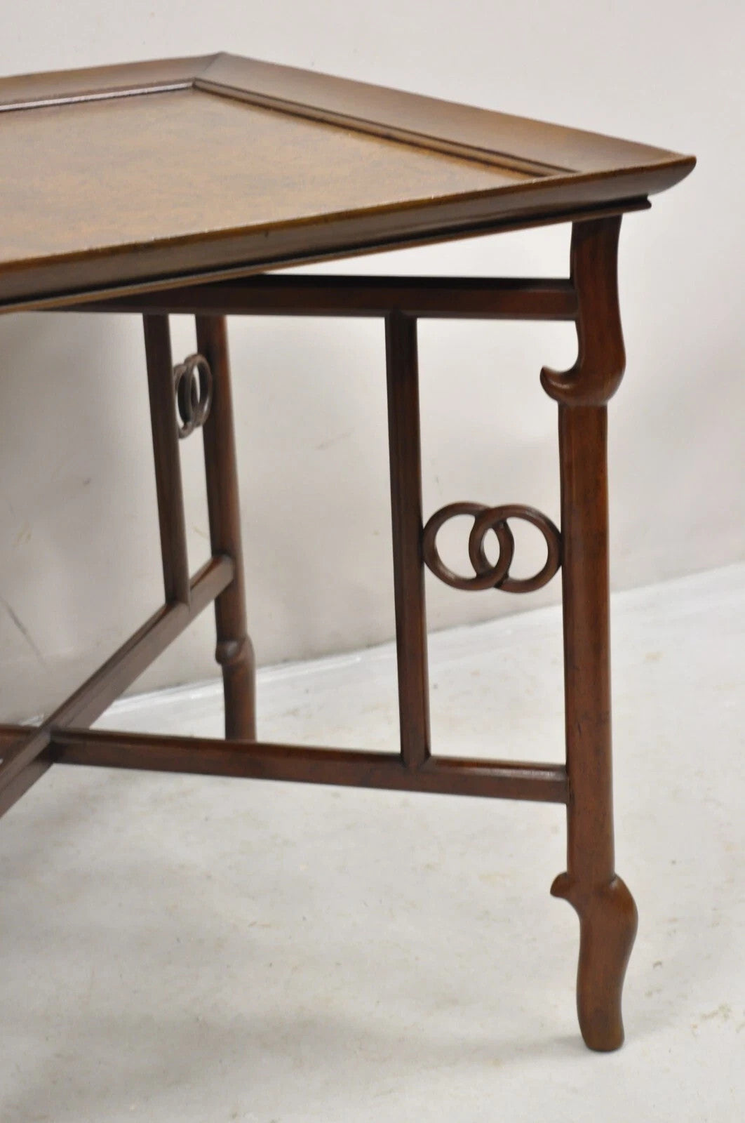 Michael Taylor for Baker Far East Asian Burl Wood Square Occasional Side Table