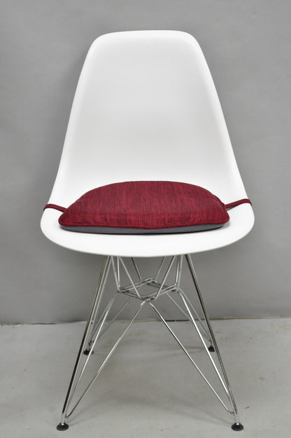 Modern Eames Style Molded Plastic Metal Base Dining Side Chairs - Set of 4
