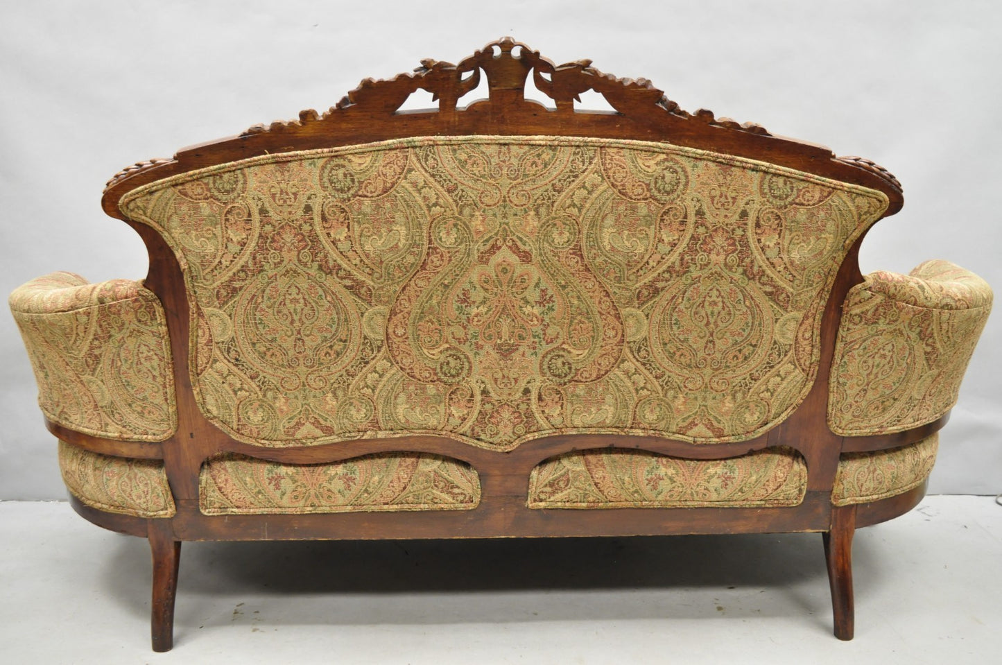 Antique Eastlake Victorian Carved Burl Walnut Parlor Set Sofa & 2 Chairs - 3 Pcs