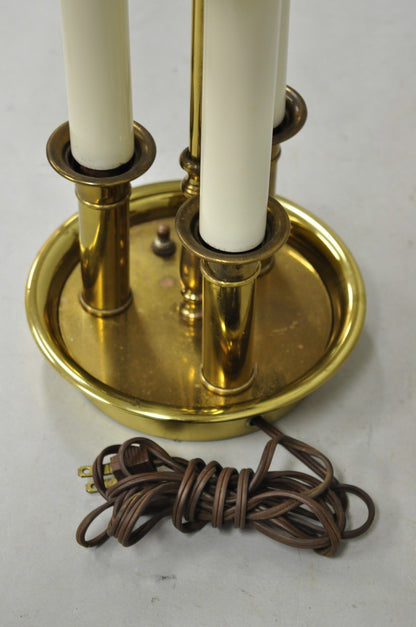 Vintage French Country Brass Tole Metal Shade Bouillotte Candlestick Table Lamp