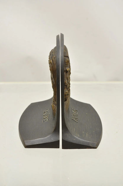 Vintage Bradley & Hubbard Cast Iron Dante and Homer Bookends - a Pair