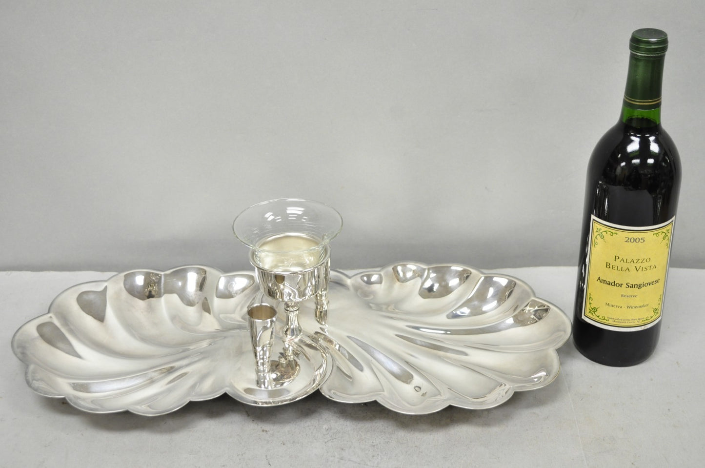 Vintage Sheffield Silver Plated Clam Shell Shrimp Cocktail Serving Platter Tray