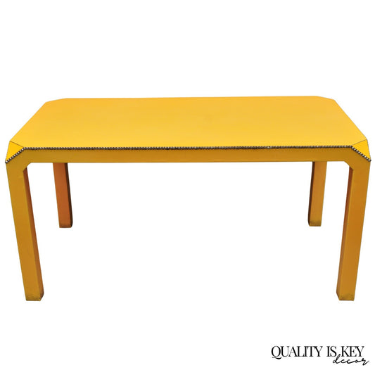 Vintage Hollywood Regency Orange Vinyl Laminate Parsons Style Dining Table Desk