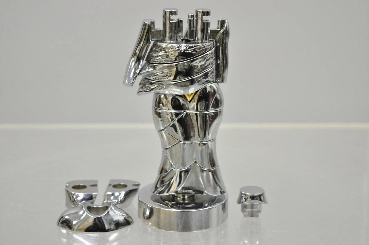 Miguel Berrocal La Mini Cariatide Nickel Plated Puzzle Sculpture w/ Box and Book