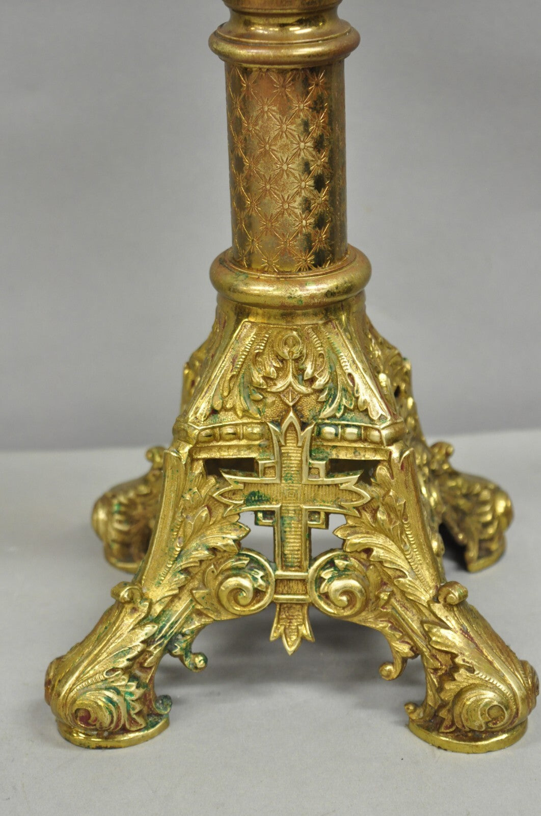 Antique French Renaissance Gothic Bronze 7 Arm Adjustable Candelabras - a Pair