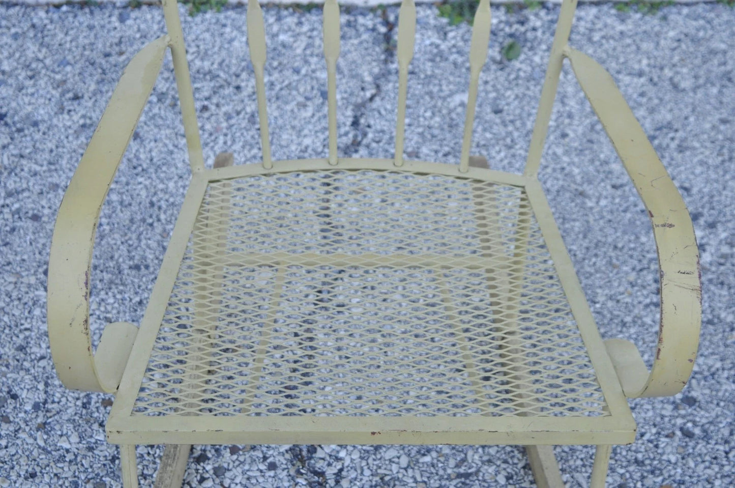 Mid Century Modern Wrought Iron Rocking Chair after Salterini and Arthur Umanoff