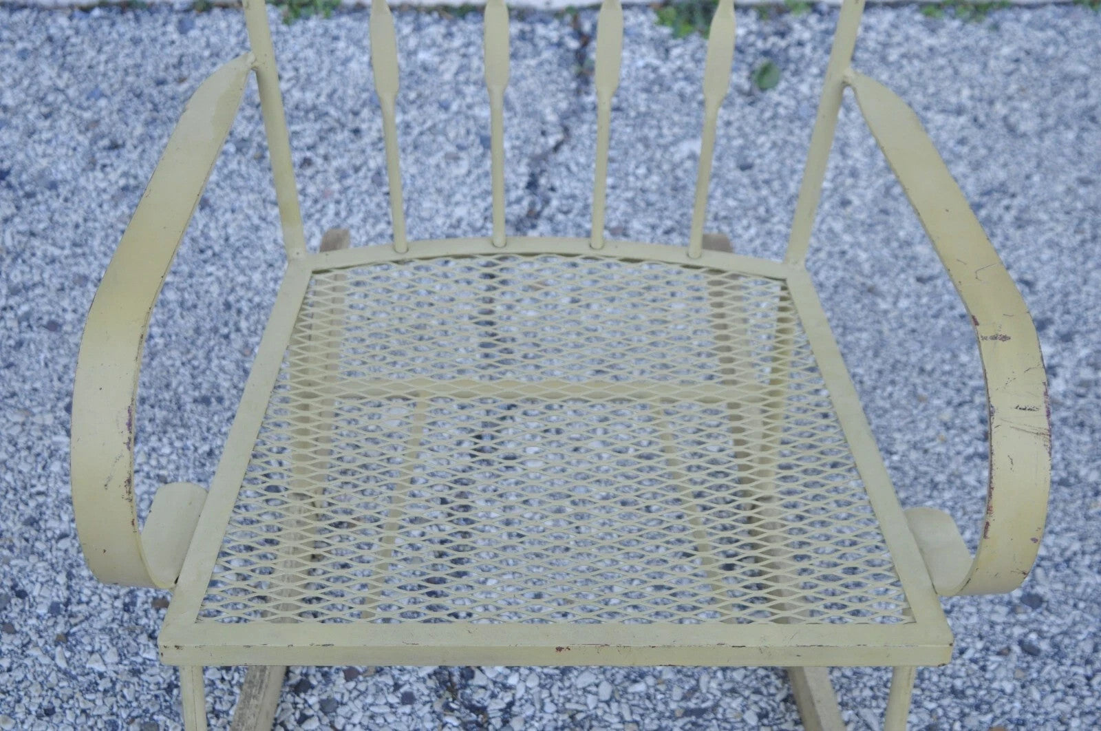 Mid Century Modern Wrought Iron Rocking Chair after Salterini and Arthur Umanoff