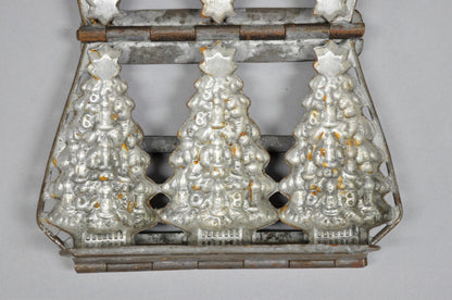 Vintage Christmas Trees Metal Hinged Chocolate Candy 4" Mold with 3 Trees