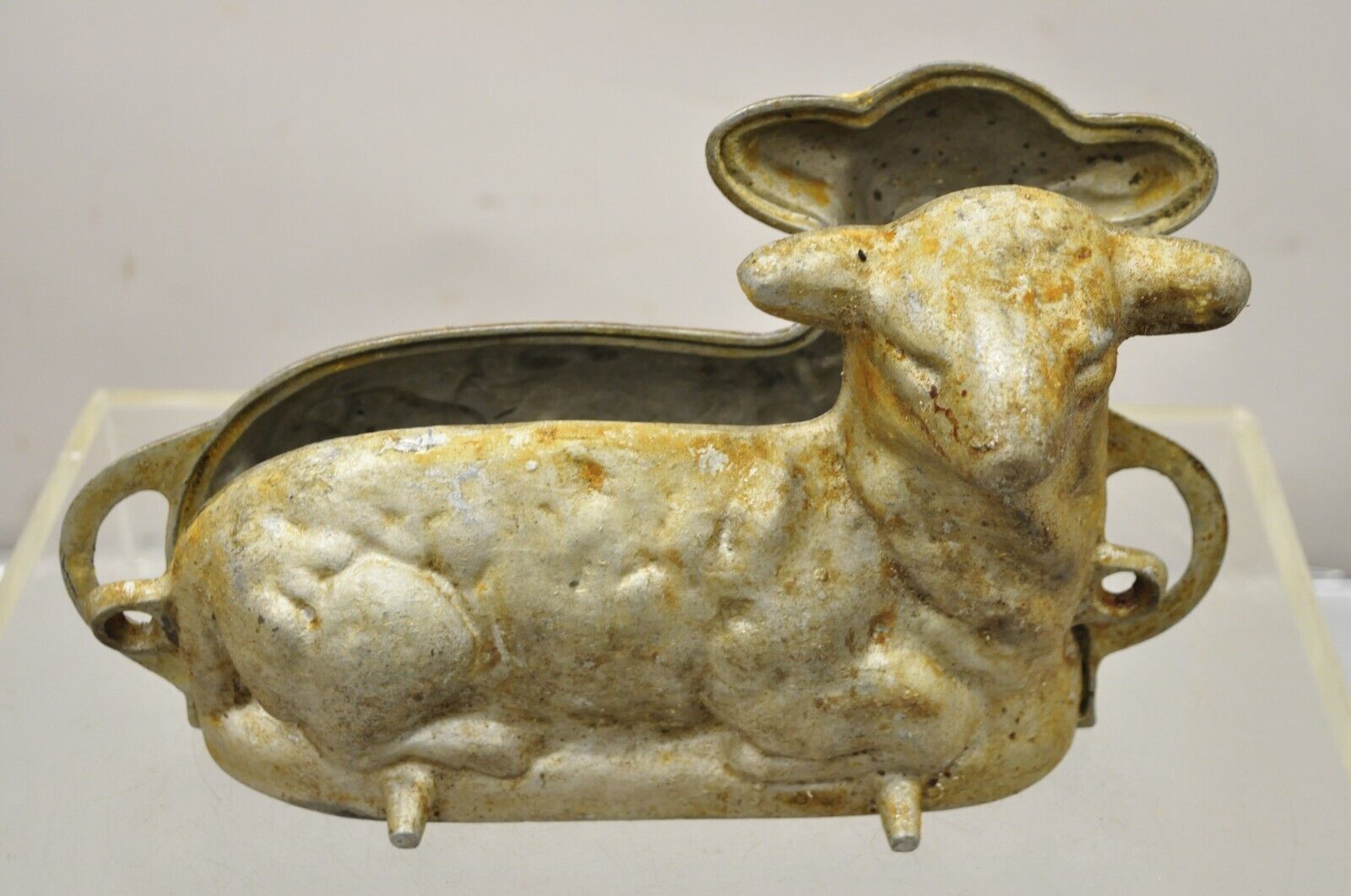 Antique Wagner Cast Aluminum Figural Lamb Metal Chocolate Cake Pan Mold