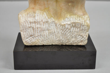 Morton Gaffin Female Nude Bust Modernist Carved Peach Alabaster Sculpture