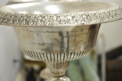 Silver Plated Metal Tall Ornate French Style 28" Compote Centerpiece - a Pair