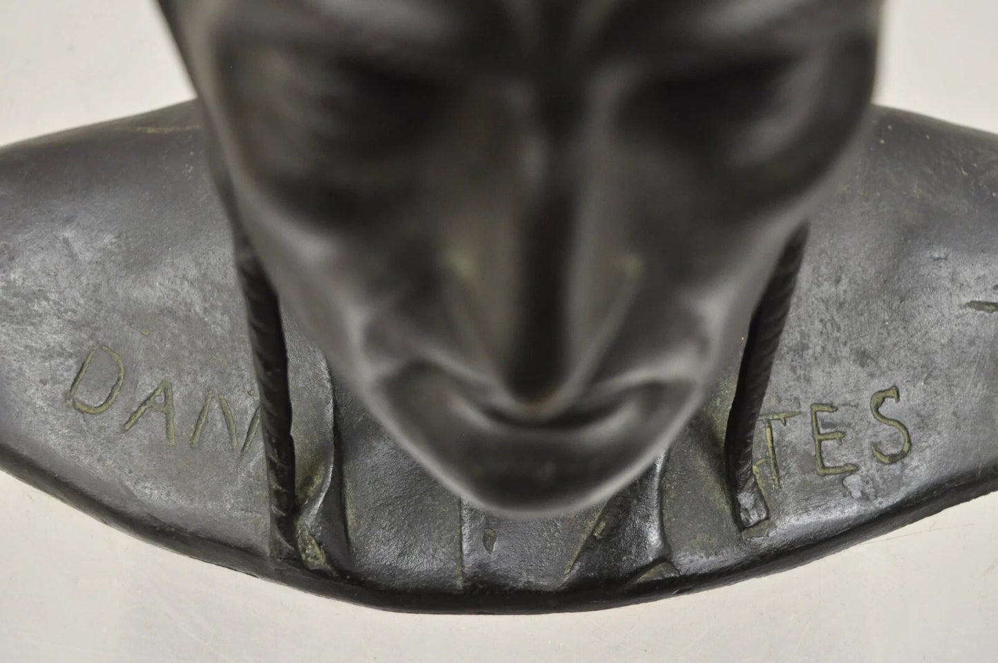 Antique Cast Bronze 9" Dante Dantes Alighieri Bust Sculpture Statue