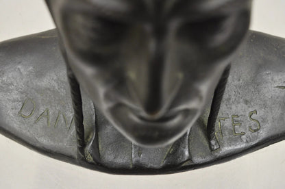 Antique Cast Bronze 9" Dante Dantes Alighieri Bust Sculpture Statue