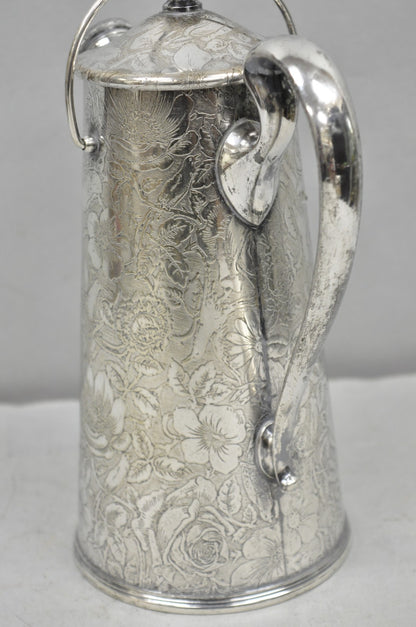 Antique Silver Plated Martini Shaker Pitcher "Tapestry" by Weidlich Brothers