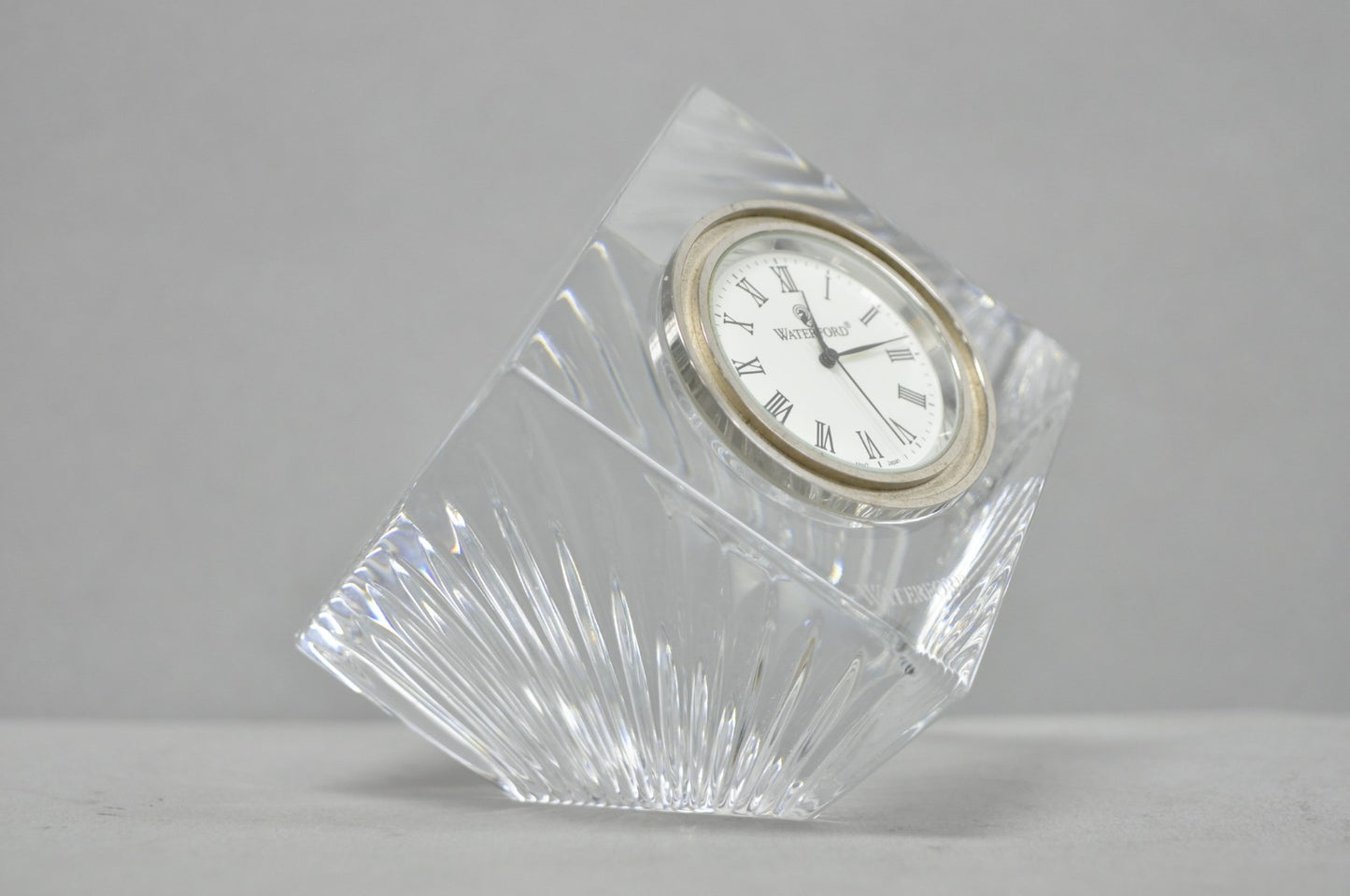 Vintage Waterford Crystal Glass Diamond Shaped Meridian Small Desk Clock