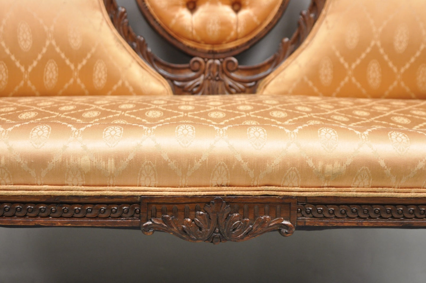 Antique French Victorian Louis XV Style Open Carved Walnut Loveseat Settee Sofa