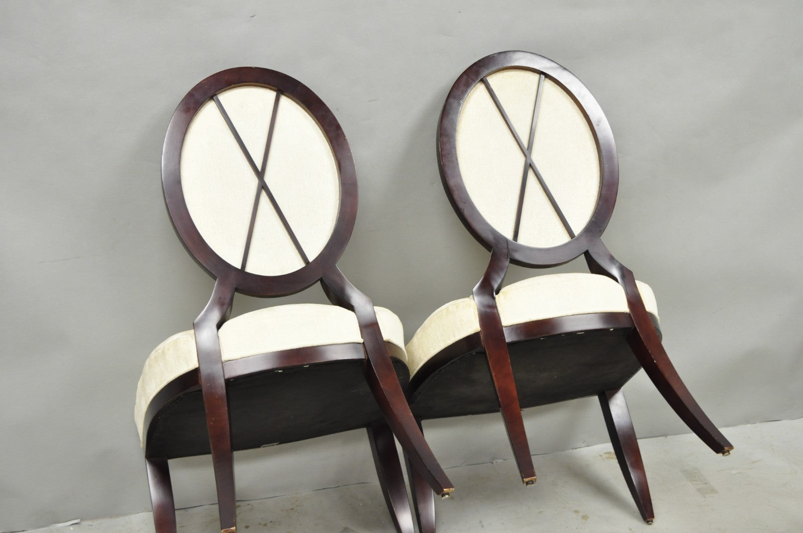 Barbara Barry for Baker Oval X-Back Mahogany Stain Dining Chairs - Set of 6
