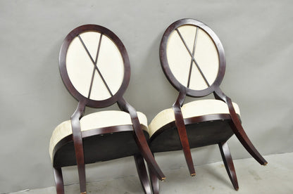 Barbara Barry for Baker Oval X-Back Mahogany Stain Dining Chairs - Set of 6