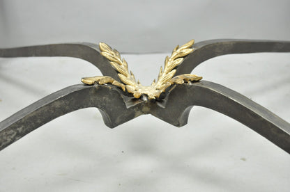 Vintage French Neoclassical Large Wrought Iron & Glass "Flame" Coffee Table