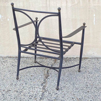 Neoclassical Regency Aluminum & Steel Metal Outdoor Patio Arm Chair - Set of 4