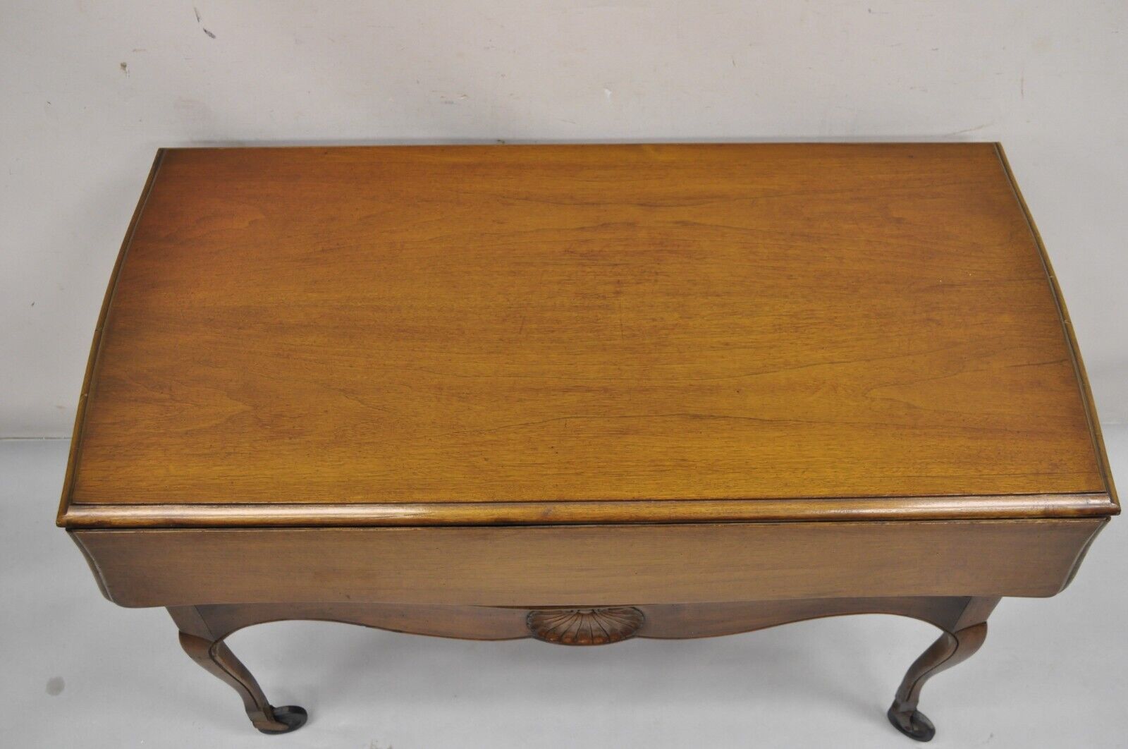 Vintage French Country Style Cherry Wood 2 Drawer Drop Leaf Rolling Serving Cart