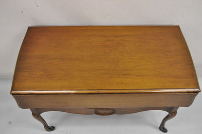 Vintage French Country Style Cherry Wood 2 Drawer Drop Leaf Rolling Serving Cart
