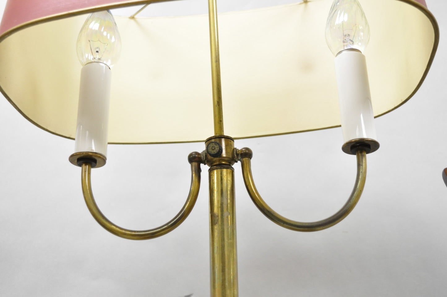 Antique English Victorian Cast Iron Paw Foot Walnut & Brass Lectern Table w Lamp