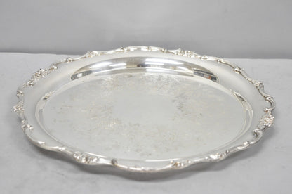 Vintage WM Rogers Wellington 1171 Round Silver Plated Etched Floral Platter Tray
