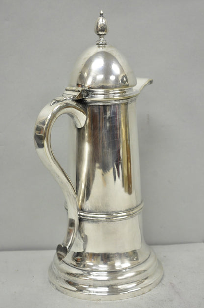 Antique English Regency Silver Plated Flagon Pitcher w/ Heart Handle