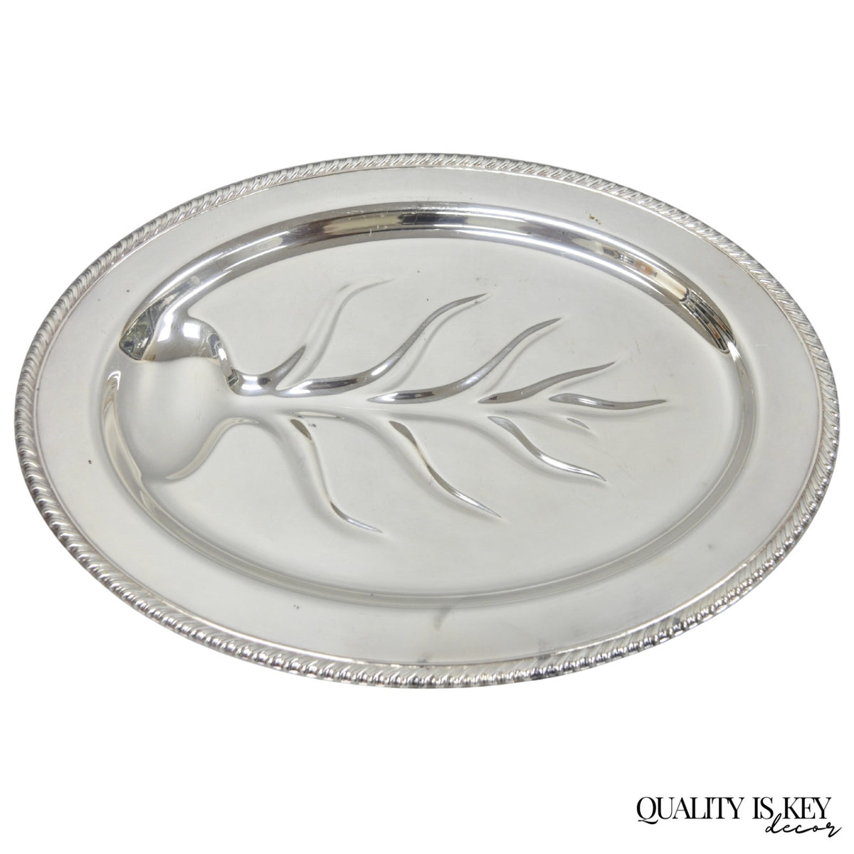 Vintage W.M. Rogers 810 Regency Silver Plated Oval Meat Cutlery Serving Platter