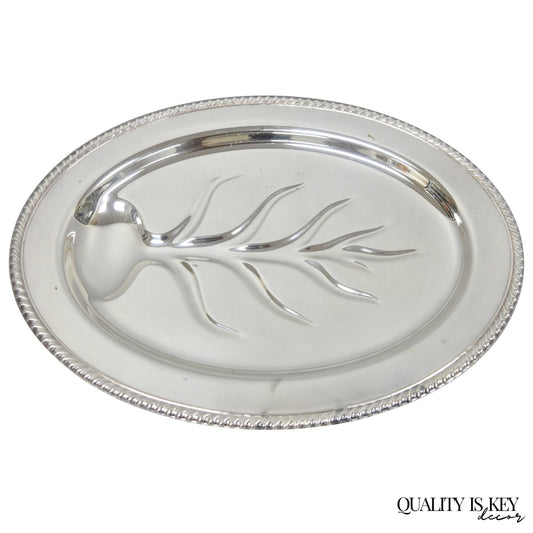 Vintage W.M. Rogers 810 Regency Silver Plated Oval Meat Cutlery Serving Platter