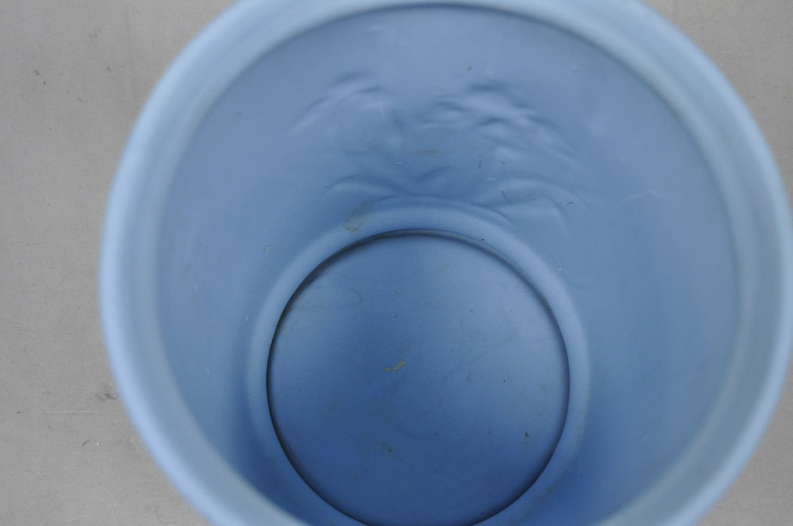 Vintage Flambro Cameo Iris Blue Jasperware Wedgwood Style Floral Cachepot Vase