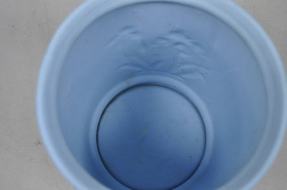 Vintage Flambro Cameo Iris Blue Jasperware Wedgwood Style Floral Cachepot Vase