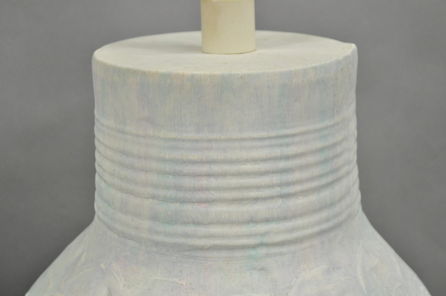 Vintage Postmodern Beach House Ceramic Plaster White Bulbous Table Lamps, a Pair