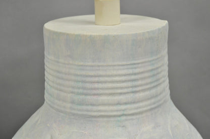 Vintage Postmodern Beach House Ceramic Plaster White Bulbous Table Lamps, a Pair
