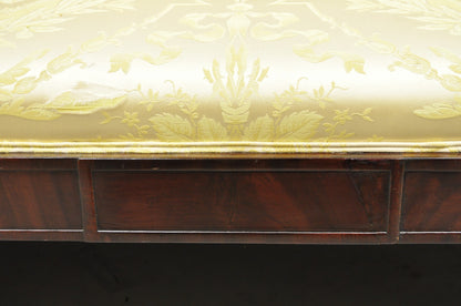 Antique American Empire Neoclassical Carved Mahogany Sofa with Gold Fabric
