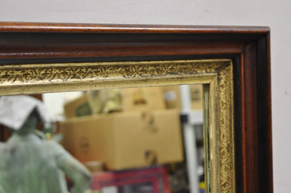 Antique Victorian Aesthetic Deep Shadow Box Mahogany Frame Wall Mirror 24 x 22.5