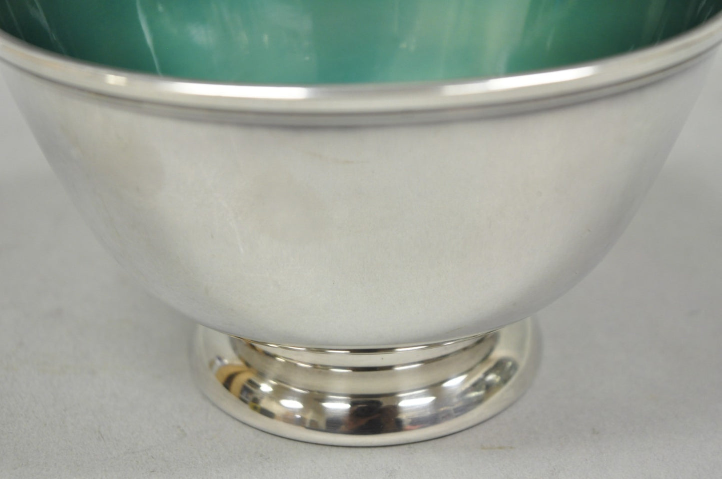 Vintage Towle Mid Century Modern Silver Plated Green Enamel Candy Nut Dish Bowl