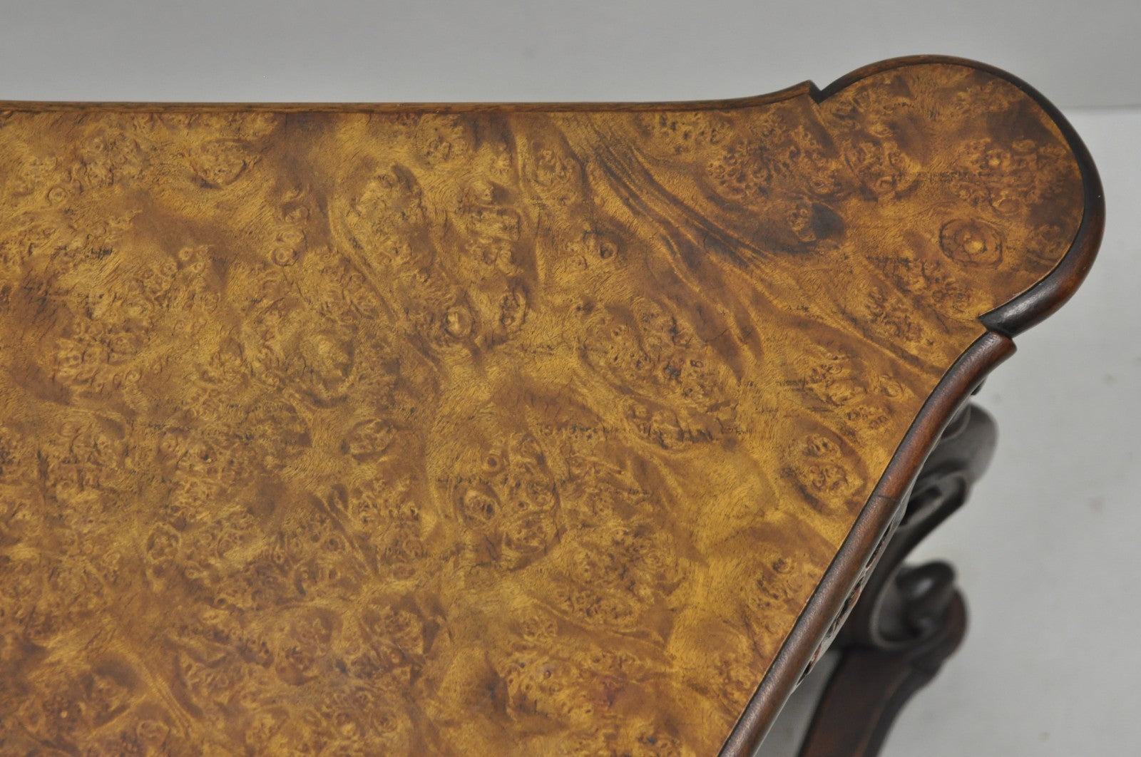 Antique Burl Walnut William & Mary Jacobean Triangular Accent Side Table