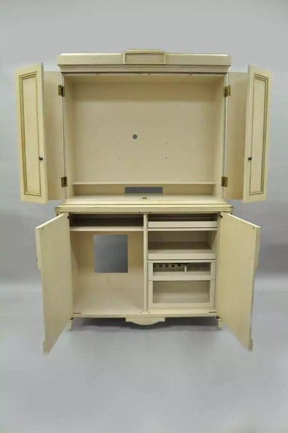 Decca French Neoclassical Louis XVI Style Cream & Gold Bar Cabinet Buffet (B)