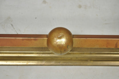 Antique Victorian Art Nouveau Patinated Brass Scrolling 51" Fireplace Fender