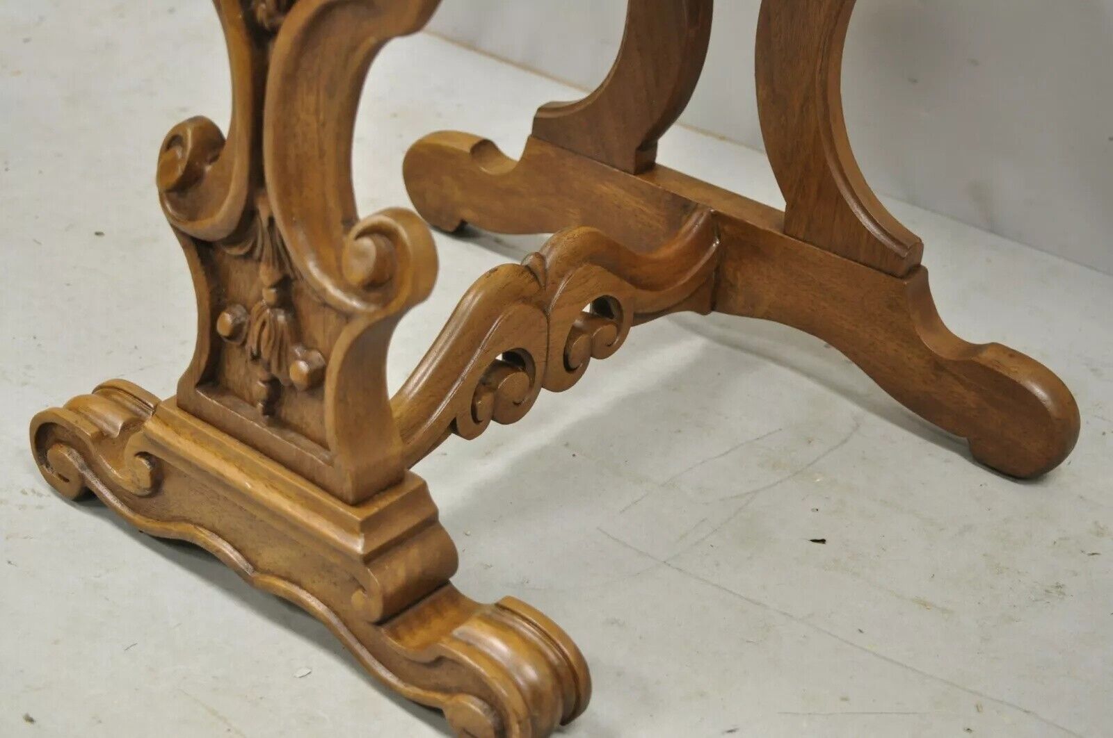 Italian Renaissance Figural Carved Marble Top Side Table with Winged Cherub Head