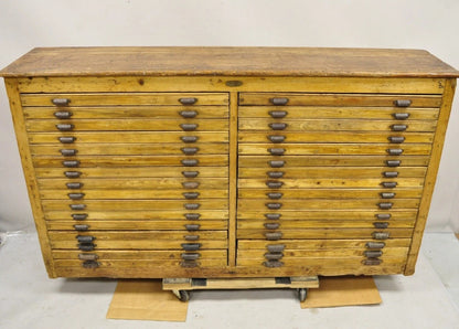 Fred K. Ullmer London Double 32 Drawer Map Makers Flat File Printers Cabinet