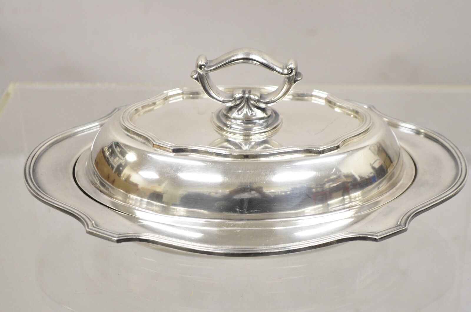 Vintage LBS Co Sheffield Silver Plated Lidded Vegetable Serving Dish