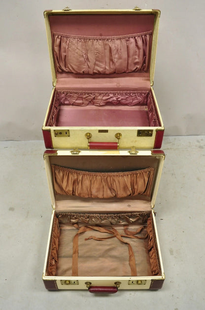 Vintage Horton & Hubbard Art Deco Cari-Lite Hard Luggage Travel Suitcase - Pair
