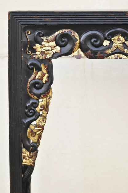 Antique Chinese Carved Hardwood Gold Gilt Tall Altar Console Hall Table