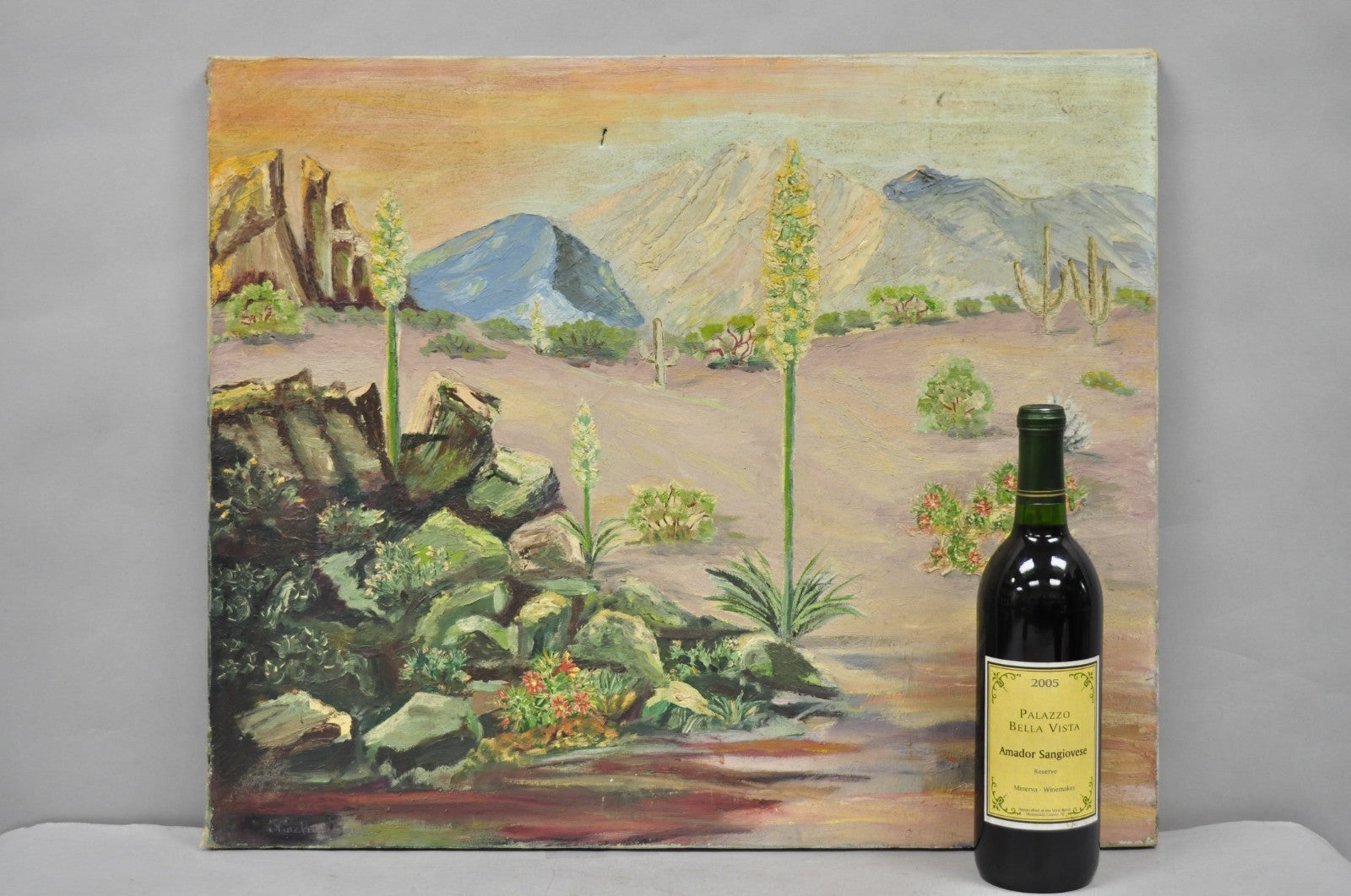 Vintage 1960's Oil on Canvas Southwestern Landscape Painting, Signed Souder