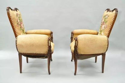 Vintage Grosfeld House French Hollywood Regency Mahogany Fireside Chairs - Pair