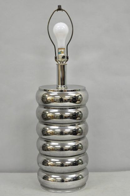 Vintage Mid Century Modern George Kovacs Stacked Ball Chrome Gunmetal Table Lamp